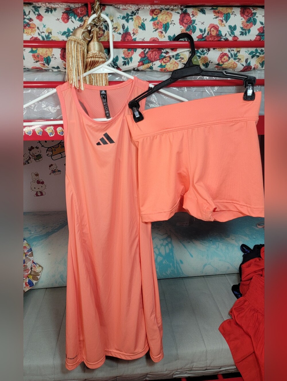 Adidas Coral Athletic Dress with Matching Shorts Size XSmall